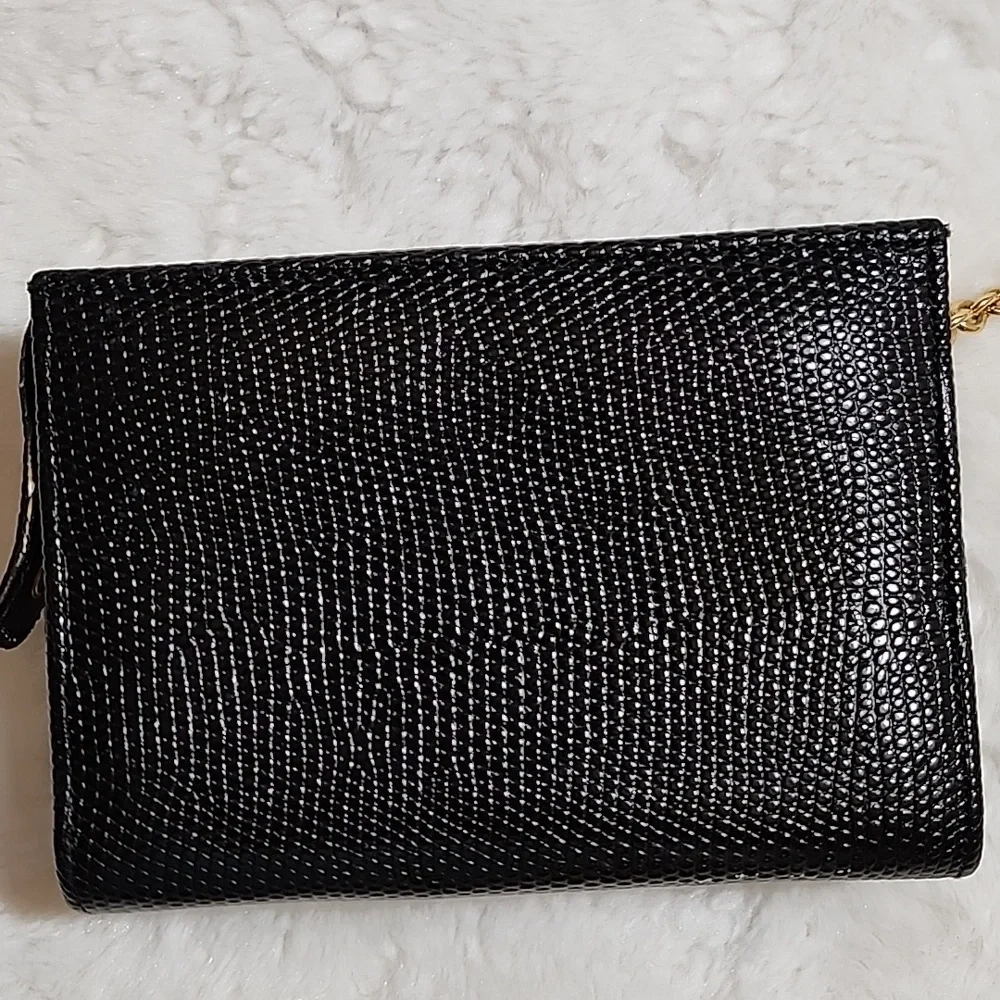 Salvatore Ferragamo Vara bow compact wallet pouch textured lizarard Imbossed